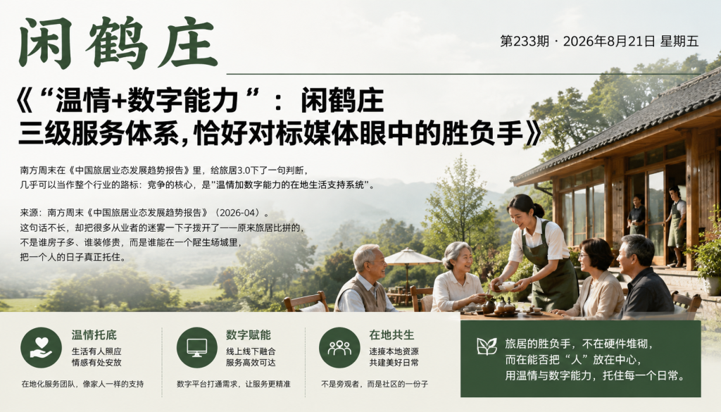 “温情+数字能力“：闲鹤庄三级服务体系，恰好对标媒体眼中的胜负手｜云南省旅游民宿行业协会、旅居康养